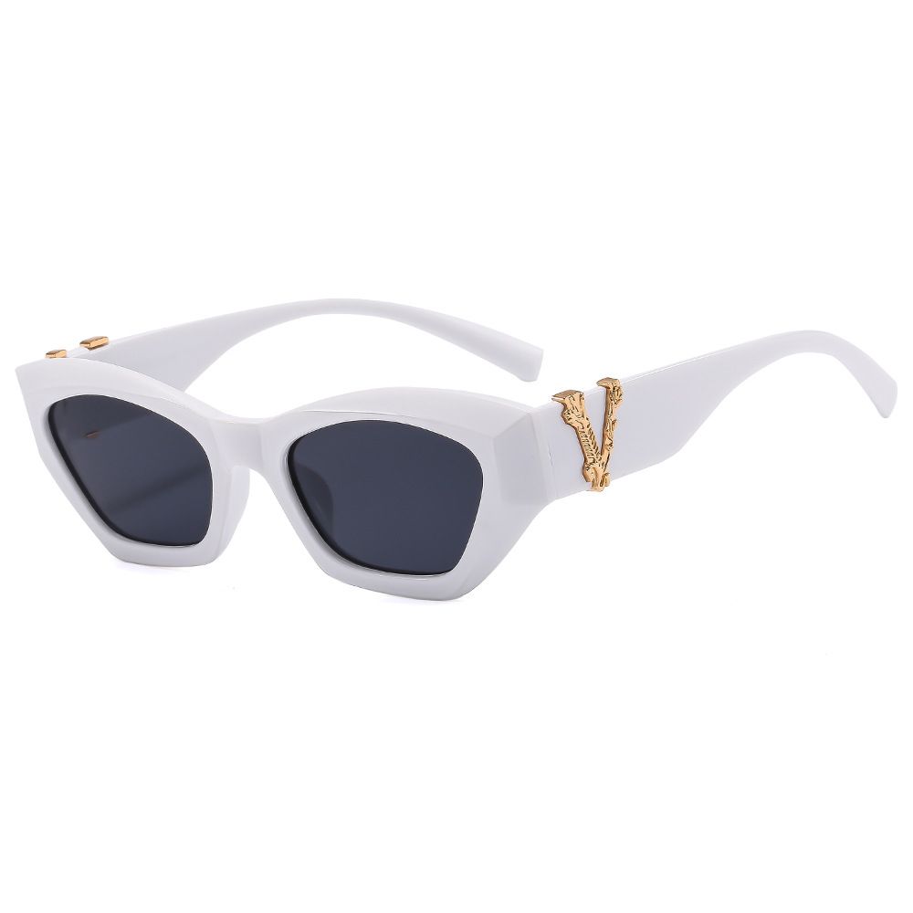Men's Sunglasses New V Shaped Button Decorated Summer Ladies Fashion Sunglasses Personalized Cat Eye Ladies Sunglasses_viptrois.com
