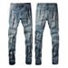 Men's Clothing Street style ink splash graffiti classic retro washed jeans for men One piece of elastic large size jeans for men_viptrois.com
