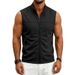 Men's Clothing Men's Zipper Stand Collar Sleeveless Workwear Outdoor Horse Style Top Solid Color Summer Style_viptrois.com