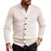 "Men's Slim-Fit V-Neck Cardigan – Lightweight Knit For Layering (Off-White To 5XL, Business Casual)"_viptrois.com