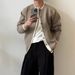 Autumn Winter Knitted Cardigan Korean Dongdaemun Simple Round Neck Long Sleeve Lazy Layered Sweater Jacket For Men High_viptrois.com