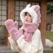 Wearing gloves, one in one, cute winter plush hat, scarf, three piece set, little rabbit, parent-child_viptrois.com