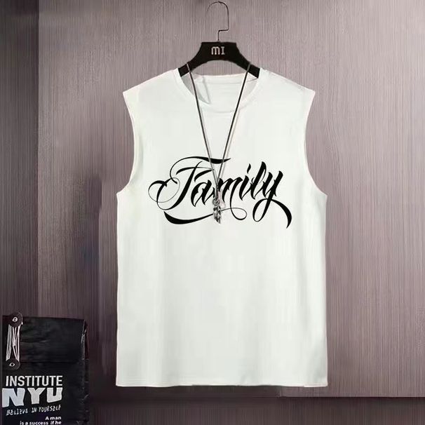 Summer Sports Vest For Men, Printed Loose Fit, Ins Trend, Sleeveless T-Shirt, Trendy Brand, Tank Top, Versatile Outfit_viptrois.com