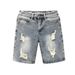 Men's Trendy Distressed Denim Shorts Style Summer Thin Straight Leg Mid Length High Street Versatile Youthful Clothing_viptrois.com