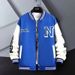 Men's Casual Style Baseball Jacket - Lightweight & Breathable Polyester Coat For Spring/Autumn - Loose Fit Streetwear Jacket With Side Pockets _viptrois.com