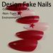 Wearable Nails 24 Pieces Almond Shaped Wine Red Christmas Style Five Pointed Star Ins Style False Nails Detachable Nail Art Nail Pieces_viptrois.com