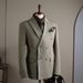 Men's Clothing Double Breasted Checkered Suit Set Slim Fit Business Blazer & Trousers For Wedding, Formal Occasions (Jacket + Vest + Pants Options)_viptrois.com