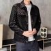Men's Clothing Autumn And Winter Full Print B Letter Lapel Pu Short Jacket Leather Jacket Men's Coat_viptrois.com
