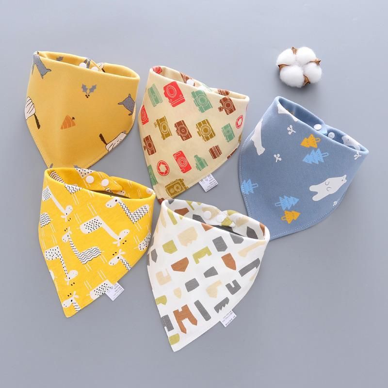 5Pcs/Set Baby Bibs Triangle Double Cotton Bandana Bibs Baby Boys Girls Babador Feeding Smock Infant Burp Cloth Baby Saliva Towel_viptrois.com