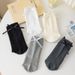 Women's & Men's Cotton Crew Socks With Bow Detail - Soft Breathable Casual Socks For Spring Summer Fall Winter - Solid Color Stackable Socks_viptrois.com