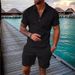 Men's Knit Polo & Shorts Set - Zipper Lapel Casual Short Sleeve Outfit_viptrois.com