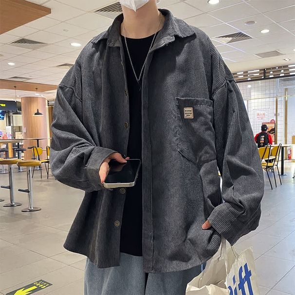 Nordmann Corduroy Casual Long Sleeve Men Japanese Style Workwear Shirt Loose Trendy Brand Versatile Spring Autumn Jacket_viptrois.com