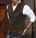 Men's Wool Blend Waistcoat – Slim Fit British Herringbone Vest With Notched Lapel (M-3XL, Acrylic-Wool, Business Casual, Black/Navy/Charcoal)_viptrois.com