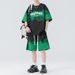 2025 Casual Sports Suit Summer Trendy Brand Tie Dye Ice Silk T-Shirt Men's Youth Short Sleeved Shorts Paired With One_viptrois.com