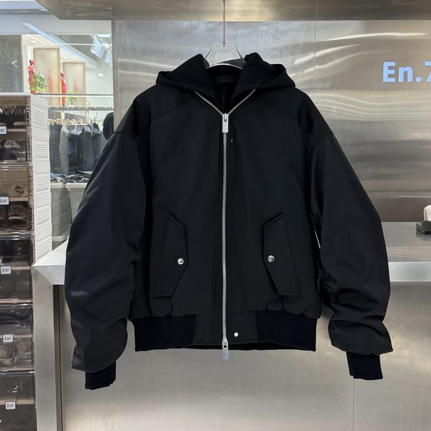 Trendy Brand Winter Hooded For Men, Dark Style, Two-Piece, Detachable Hood, Loose Fit, Youthful And Stylish Down_viptrois.com