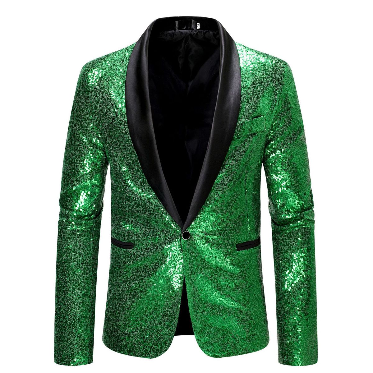 Men's Shiny Sequin Blazer Jacket For Winter - Slim Fit Party Wear With Metallic Effect_viptrois.com