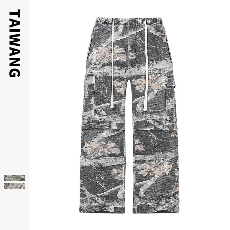 Men's Clothing Paratrooper Pants Retro Leaf Workwear Loose Multi Pocket Pants Men's Trousers_viptrois.com