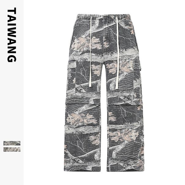 Men's Clothing Paratrooper Pants Retro Leaf Workwear Loose Multi Pocket Pants Men's Trousers_viptrois.com