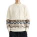 "Teen Ethnic Print Knit Sweater – 3D Textured Pullover, Cozy Winter Layering Essential For Boys & Girls"_viptrois.com