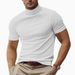 Summer New Men's Casual T-Shirt Fashion Half High Collar Slim Fit Solid Color Base Shirt Trend_viptrois.com