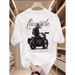 Trendy Pure Cotton Short Sleeve T-Shirt 220g For Young Men And Women Motorcycle Print Summer Top Instagram Worthy Style_viptrois.com
