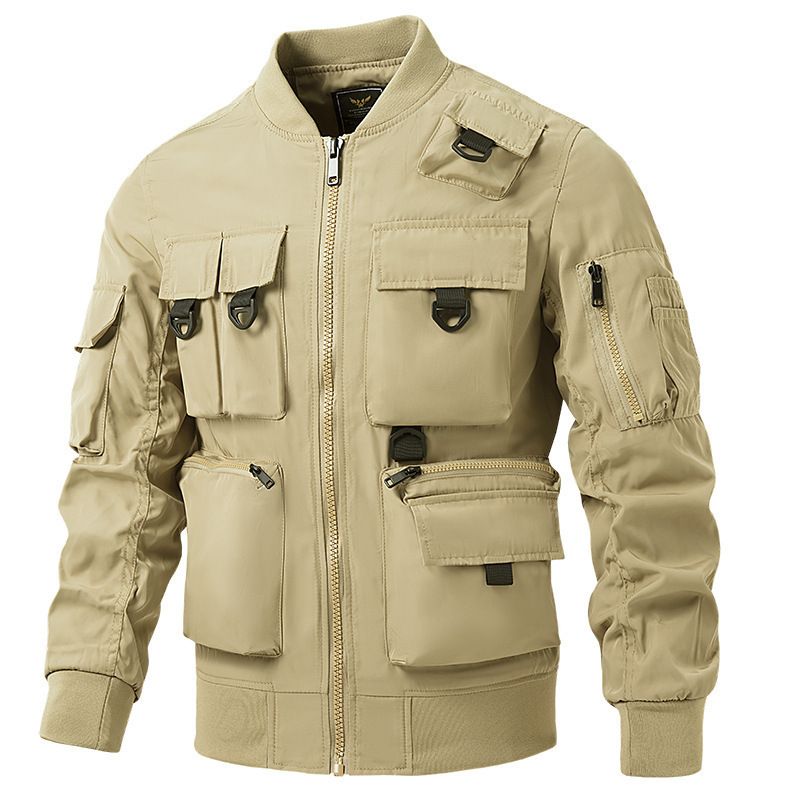 "Men's Tactical Bomber Jacket – Waterproof Military Flight Coat With Utility Pockets (M-6XL, Black/Army Green/Khaki/Navy)"_viptrois.com