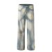 Men's Clothing High Street Tie Dyed Gradient Washed Jeans For Men And Women Retro Vibe Dirty Dyed Loose Straight Flared Wide Leg Pants_viptrois.com