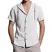 Men's Clothing European And American Men's Linen Shirt Summer Thin Style Ami Khaki Hooded Short Sleeve Factory Direct Supply_viptrois.com