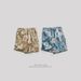 Men's Ice Silk Air Conditioning Printed Sports Shorts Slim Straight Leg Mid Length Trendy Floral Pattern Summer Pants_viptrois.com