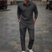 Men's Autumn And Winter Long Sleeved Trousers Suit Daily Casual Outing Jacquard Lapel Two Piece Suit_viptrois.com