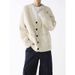 Men's Retro Stripe V-Neck Cardigan – Korean Street Style Loose Fit (White-Grey/Beige-Apricot/Dark Gray)_viptrois.com