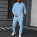 Men’s Textured Polo & Long Pants Set – Breathable Polyester Casual Sportswear (S-XXXL, White/Grey/Black/Army Green/Sky Blue/Khaki)_viptrois.com