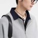 Men's Trendy Color Block Long Sleeve Polo Shirt Hong Kong Style Embroidered Retro Loose Fit Half Zip Sweatshirt_viptrois.com