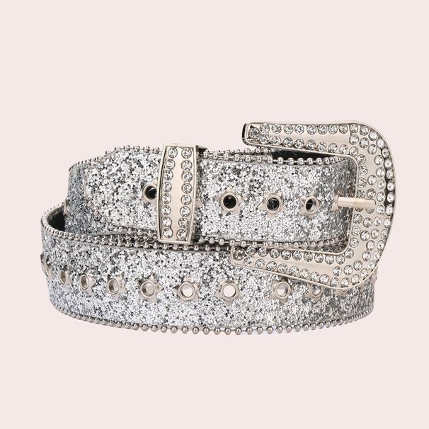 New European And American Belts, Women's High-end Y2k Personalized Trend Sequined Rhinestone Belts, Women's Ins Wind Versatile Waist Seal_viptrois.com