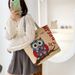Women's Shoulder Bags Fashionable Illustration Tote Bag, Artistic And Retro Single-shoulder Bag, Underarm Bag, Single-sided Embroidered Bag For Women_viptrois.com