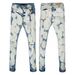 Ink Splashed Jeans For Men, New Trendy Brand, Ripped, Light Luxury, Elastic, Fashionable, Slim Fitting, Slim Fitting, Versatile Trousers_viptrois.com