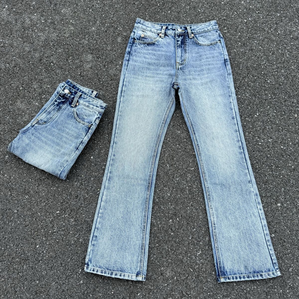 Men's Flared Denim Pants - Marble Wash Slim Fit Jeans | Versatile Commuter & Streetwear Trousers_viptrois.com