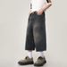Men's Clothing Niche All Match Men's And Women's Denim Shorts Summer Loose Straight Wide Leg Retro Distressed Blue Cropped Trousers_viptrois.com