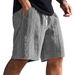 Men's Knit Casual Shorts – Summer 5-Inch Elastic Waist Shorts With Jacquard Pattern & Drawstring, Breathable Linen-Blend Fabric Sizing)_viptrois.com