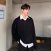 Autumn And Winter V-neck Sweater, Slim Fit Long Sleeved Knitted Sweater, Warm Base Sweater, Knitted Sweater_viptrois.com