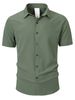 Men's Clothing Men's Short-Sleeved Collared Shirt Muscle Fitness Stretch Solid Color Sports Casual Cardigan Style Summer_viptrois.com