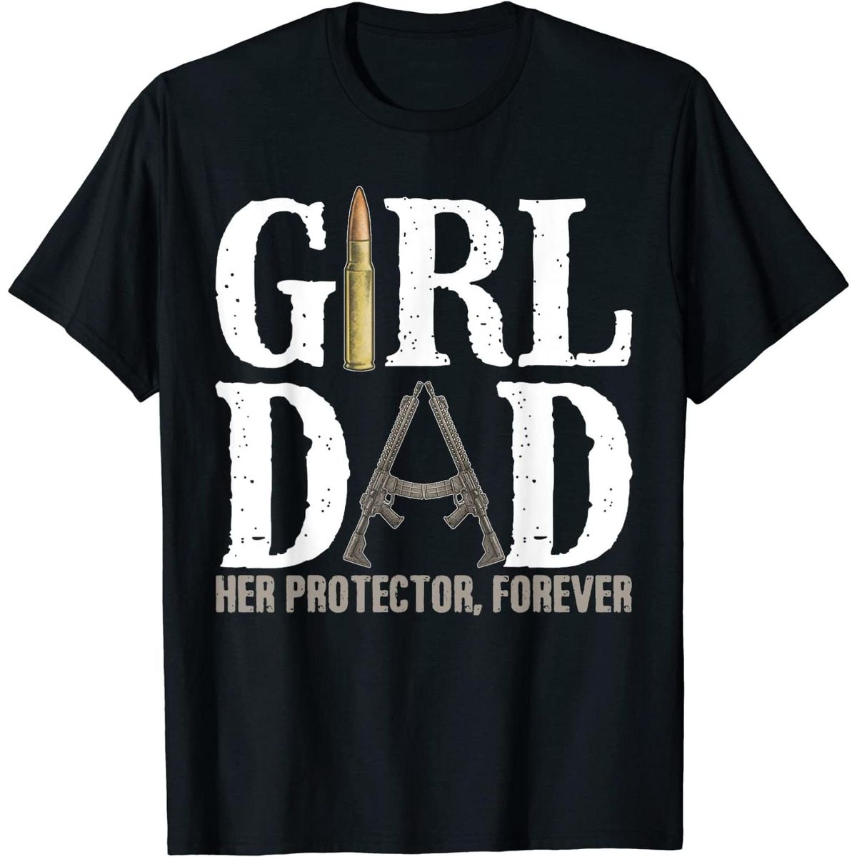 Camiseta Casual Algodón De Manga Corta ZOCAVIA Vintage Simple Impresa "Girl Dad Her Protector Forever" Para Hombres Y_viptrois.com