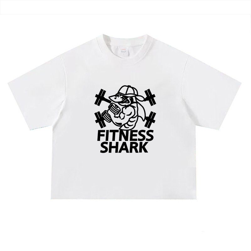 Trendy Brand Heavy 240g Short-sleeved American Shoulder Heavyweight T-shirt Men's And Women's Boxy Version Fitness Top_viptrois.com