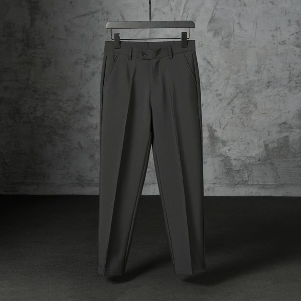 Men's Summer Ice Silk Dress Pants – Slim Fit Straight Leg Business Casual Trousers (Wrinkle-Resistant, Breathable Polyester)_viptrois.com