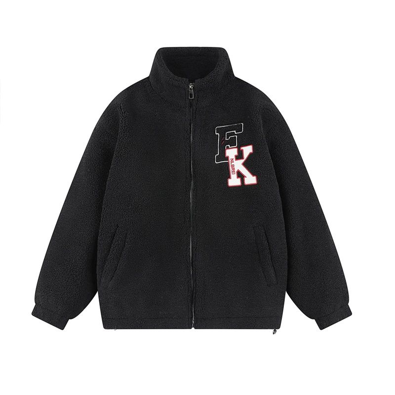 Men's Clothing Men's lamb plush cotton coat thickened fur and leather granular fleece jacket style polar fleece handsome cotton jacket_viptrois.com