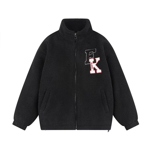 Men's Clothing Men's lamb plush cotton coat thickened fur and leather granular fleece jacket style polar fleece handsome cotton jacket_viptrois.com