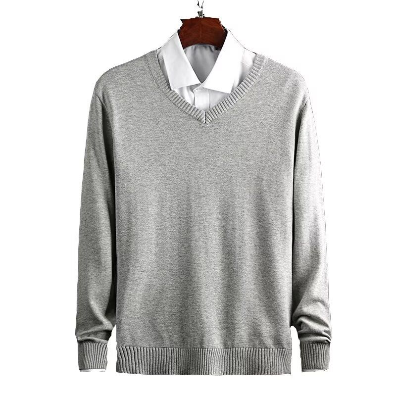 Autumn And Winter V-neck Sweater, Slim Fit Long Sleeved Knitted Sweater, Warm Base Sweater, Knitted Sweater_viptrois.com