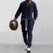 Men's Clothing men's casual trousers V neck versatile jacquard sweater men's autumn suit_viptrois.com