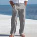 Men's Clothing Cotton And Linen Pants Button Decoration Drawstring Summer Beach Pants Straight Solid Color Comfortable Breathable Trousers_viptrois.com