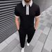 Men's Polo Shirt Zipper Casual Short Sleeve Shorts Suit_viptrois.com
